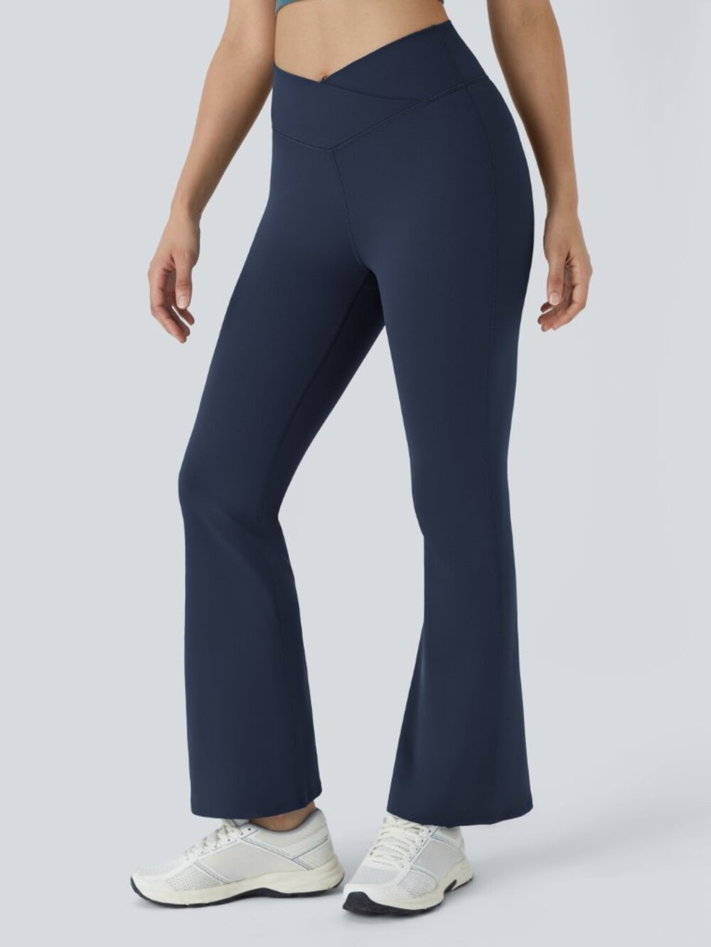 Halara Crossover Flare Leggings Deep Navy High Waisted • Size S
